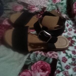 Black Strappy Sandals with Buckle